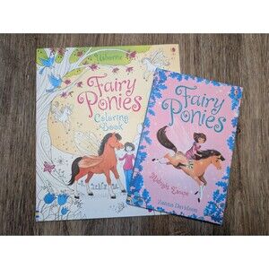 Fairy Ponies Lot of 2 Chapter Book and Coloring Book Midnight Escape Usborne
